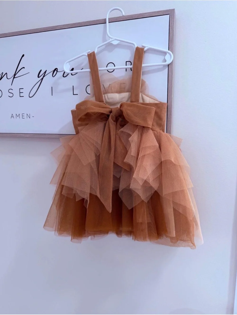Tulle Flower Party Dress for Girls - Brown